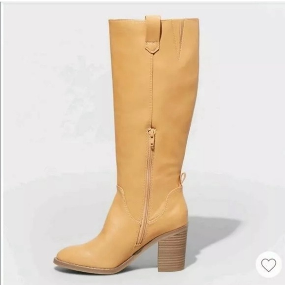 NWT Davina Knee High Tan Faux Leather Riding Boots Universal Thread - Picture 2 of 8